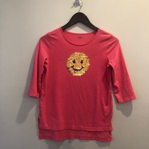 Girls Gymboree pink flip sequin emoji tunic